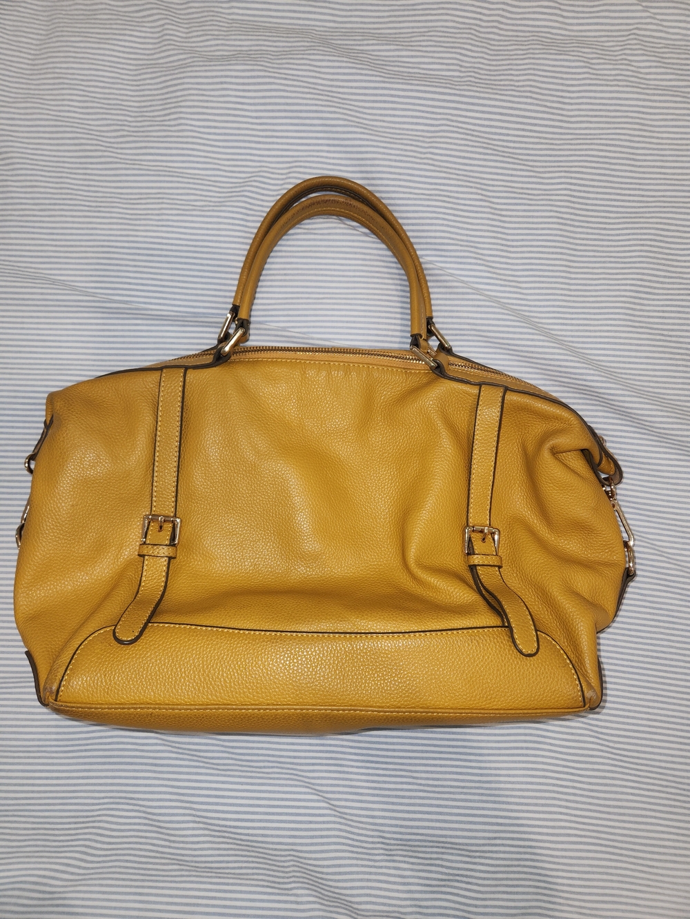 Ora Delphine Mustard Yellow Leather Tote Satchel